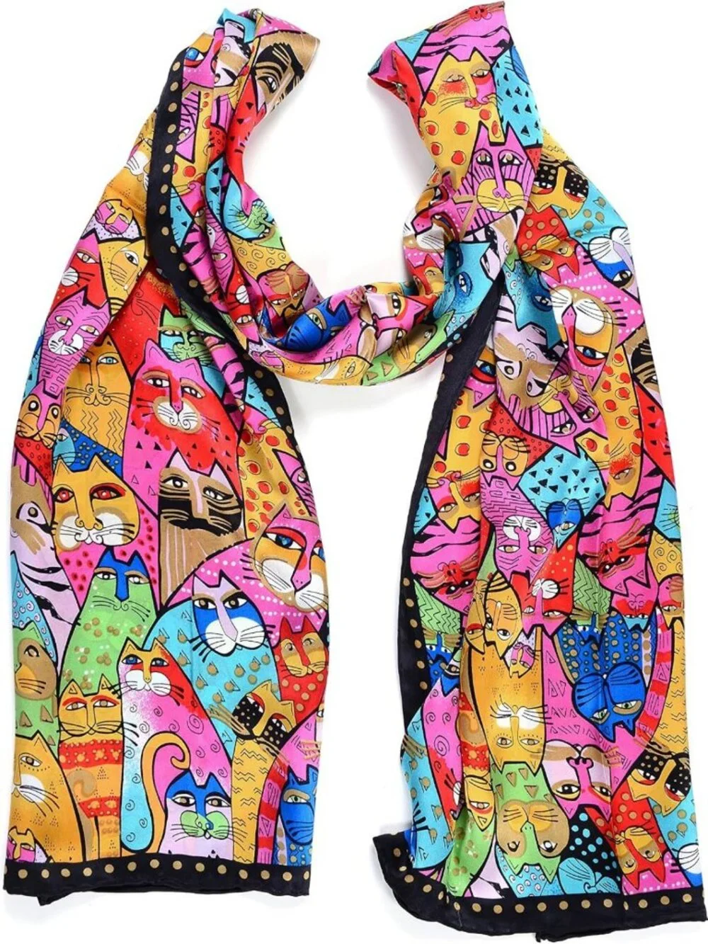 Elegant 100% Silk Scarf with Van Gogh Art Print - Fashionable Women's Accessory